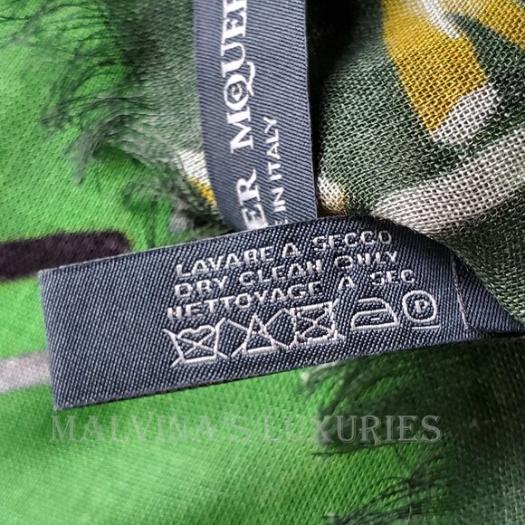 ALEXANDER MCQUEEN SCARF CHAINED PANTHER SKULLS SILK MODAL LOGO SQUARE 54" - Picture 16 of 16